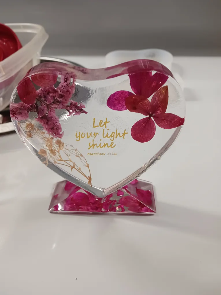 Heart Shaped Resin Art with Flowers