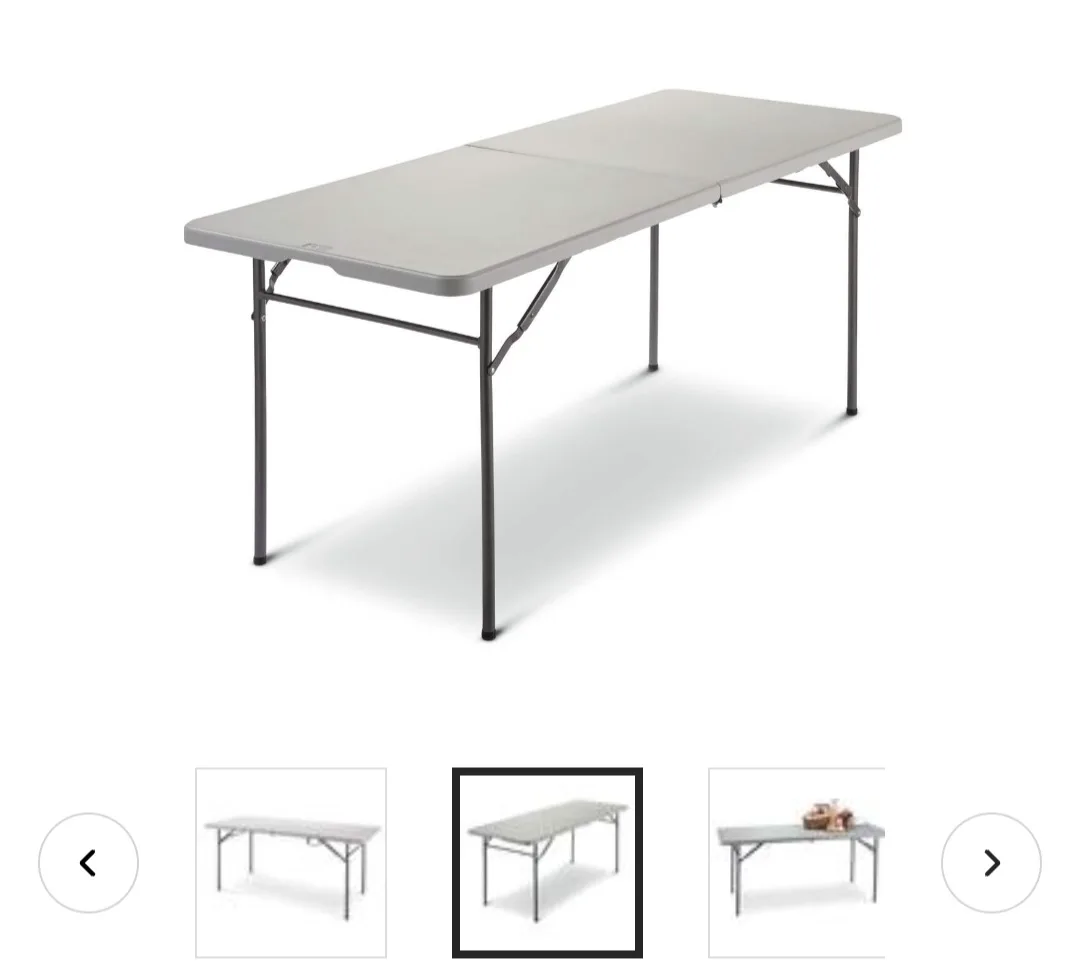 Living 6-ft Portable Plastic & Metal Folding Table with Handle thumbnail