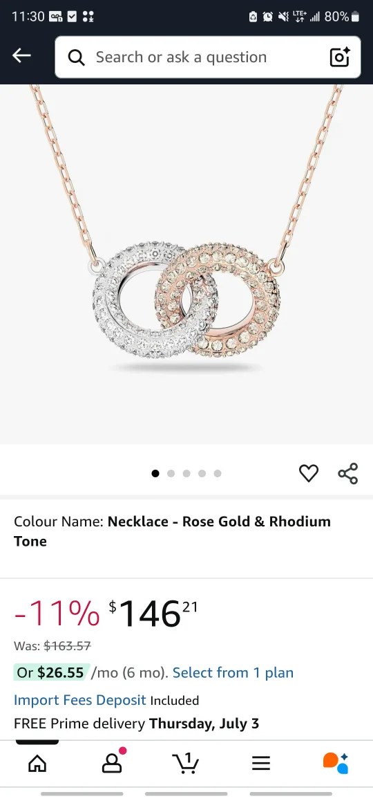 Swarovski Interlocking Circle Necklace - Rose Gold & Rhodium thumbnail