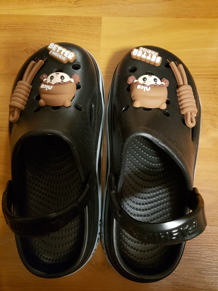 Black Clogs with Charms - Size 8/40