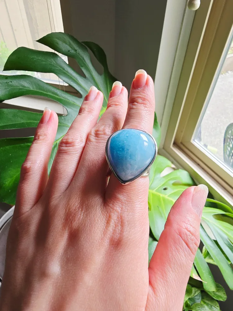 New Aquamarine natural 925 sterling silver ring image indicator(8)