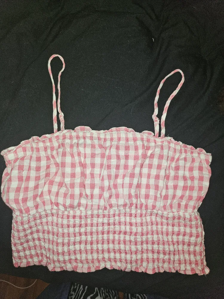 American Eagle Pink Gingham Crop Top - Size S thumbnail