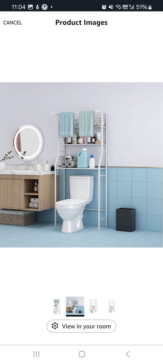 White Over-the-Toilet Storage Shelf