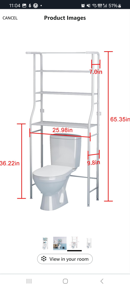 White Over-the-Toilet Storage Shelf - photo 4