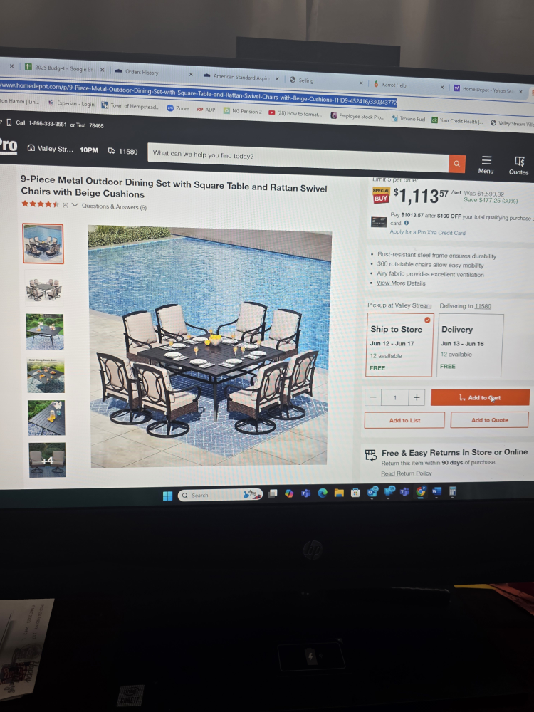 Outdoor Dining Set with Swivel Chairs
