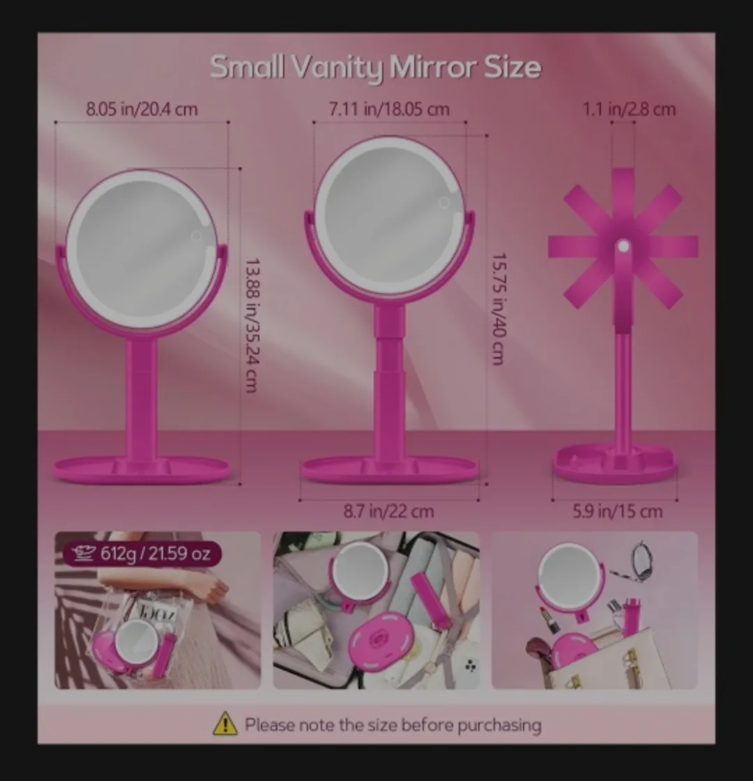 Adjustable Makeup Mirror with Lights image indicator(4)