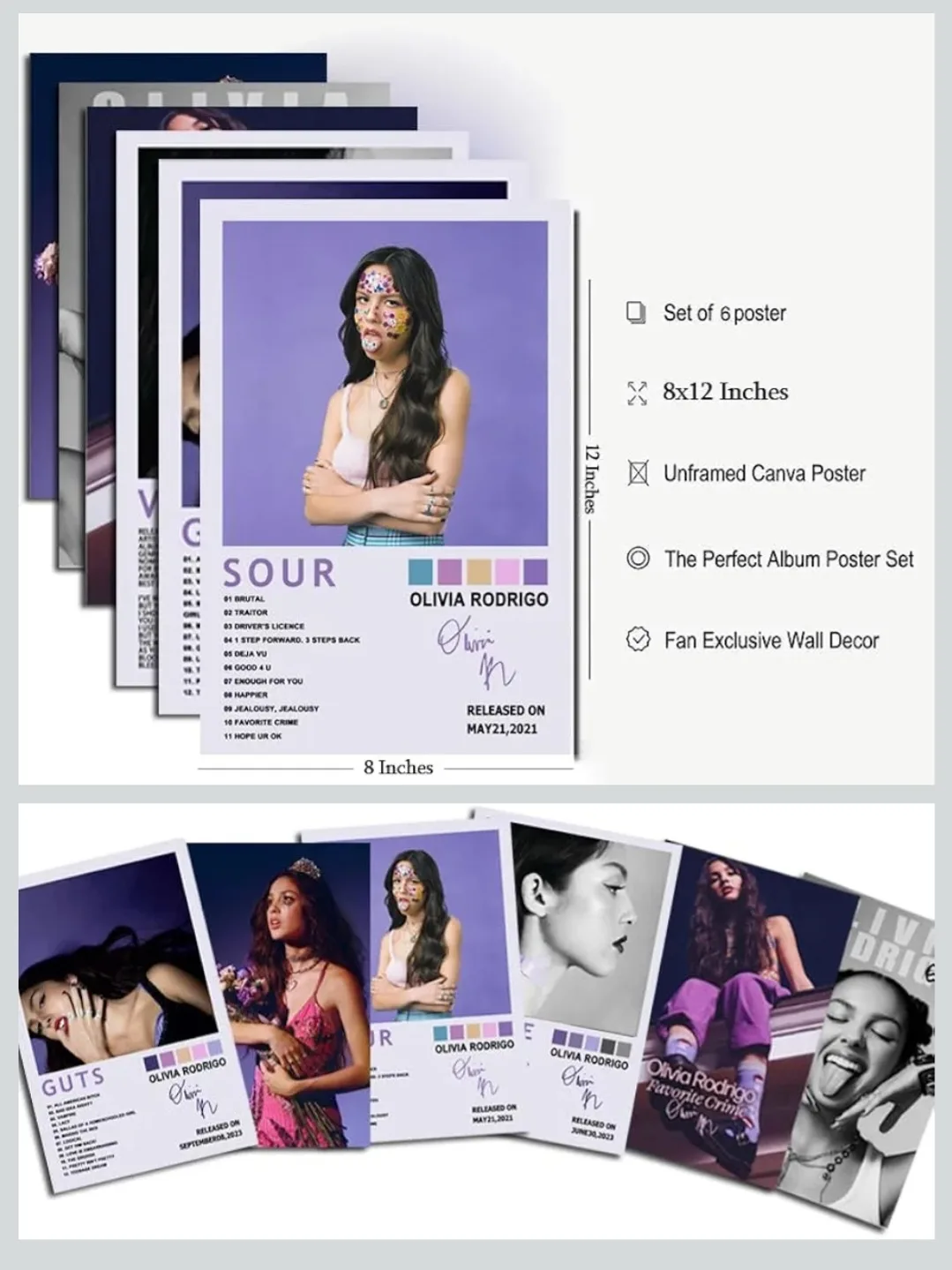 Olivia Rodrigo Canvas Posters - Set of 6 image indicator(6)