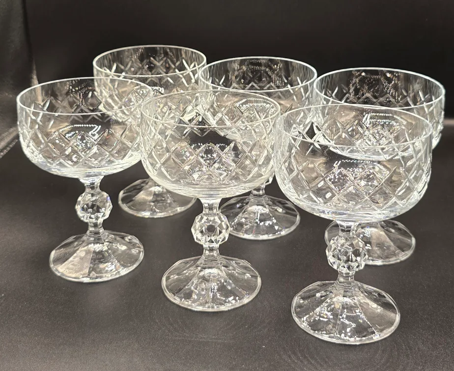 Set of 6 Bohemia crystal martini glass thumbnail