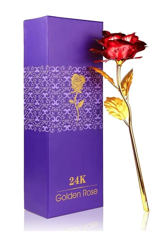 24K Gold Foil Rose Gift – Golden & Red – with Gift Box thumbnail