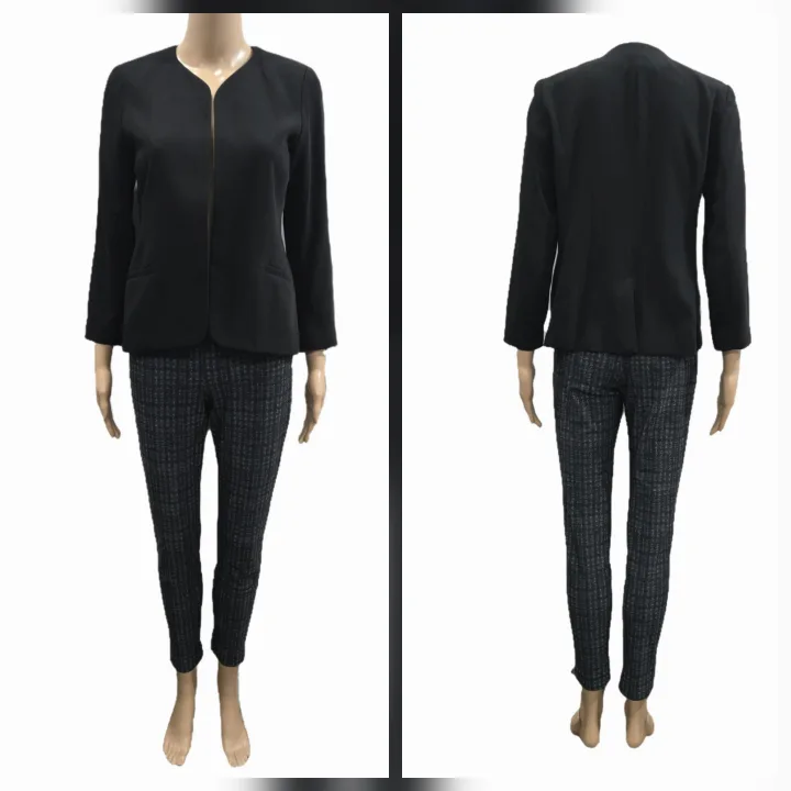 Theory Adabelle K Plaid Straight Tregging Trousers Size M image indicator(3)