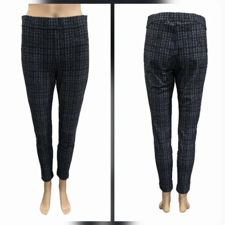 Theory Adabelle K Plaid Straight Tregging Trousers Size M image indicator(4)