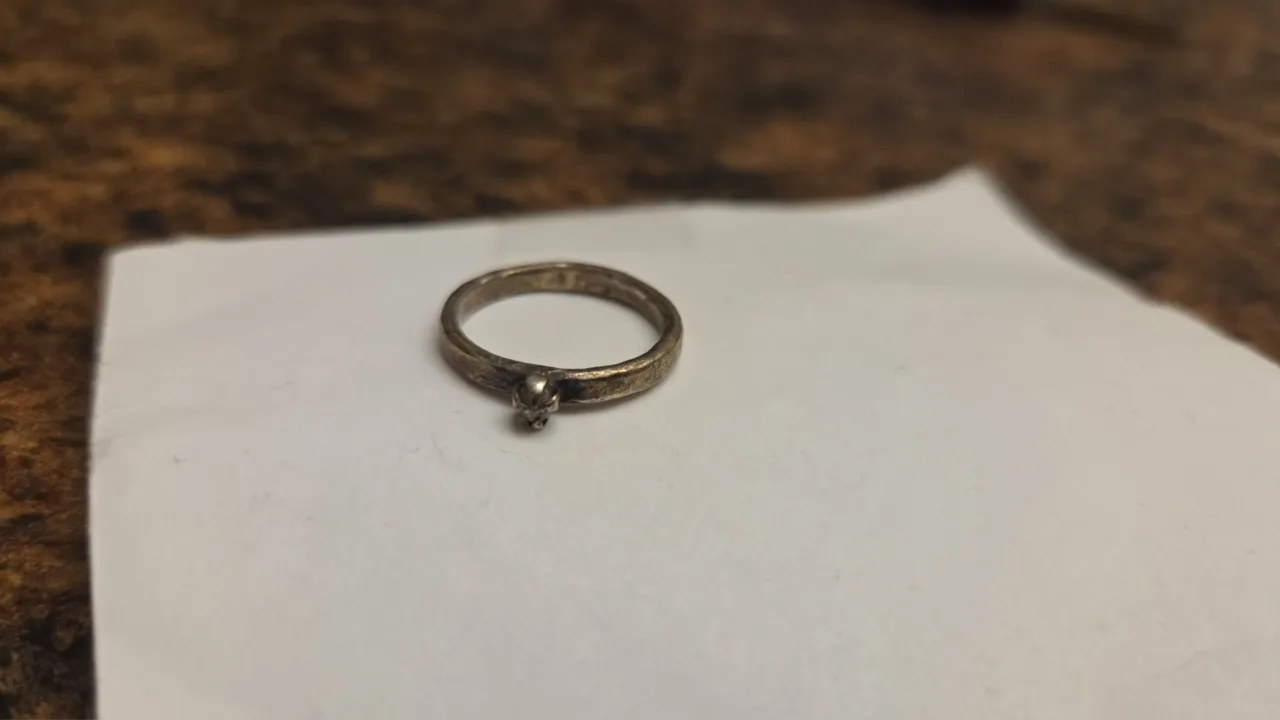Rustic Textured Silver Moonstone Ring thumbnail