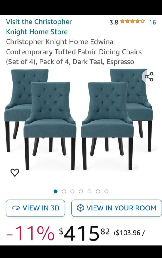 (4) Christopher Knight Home Edwina Dining Chair Set