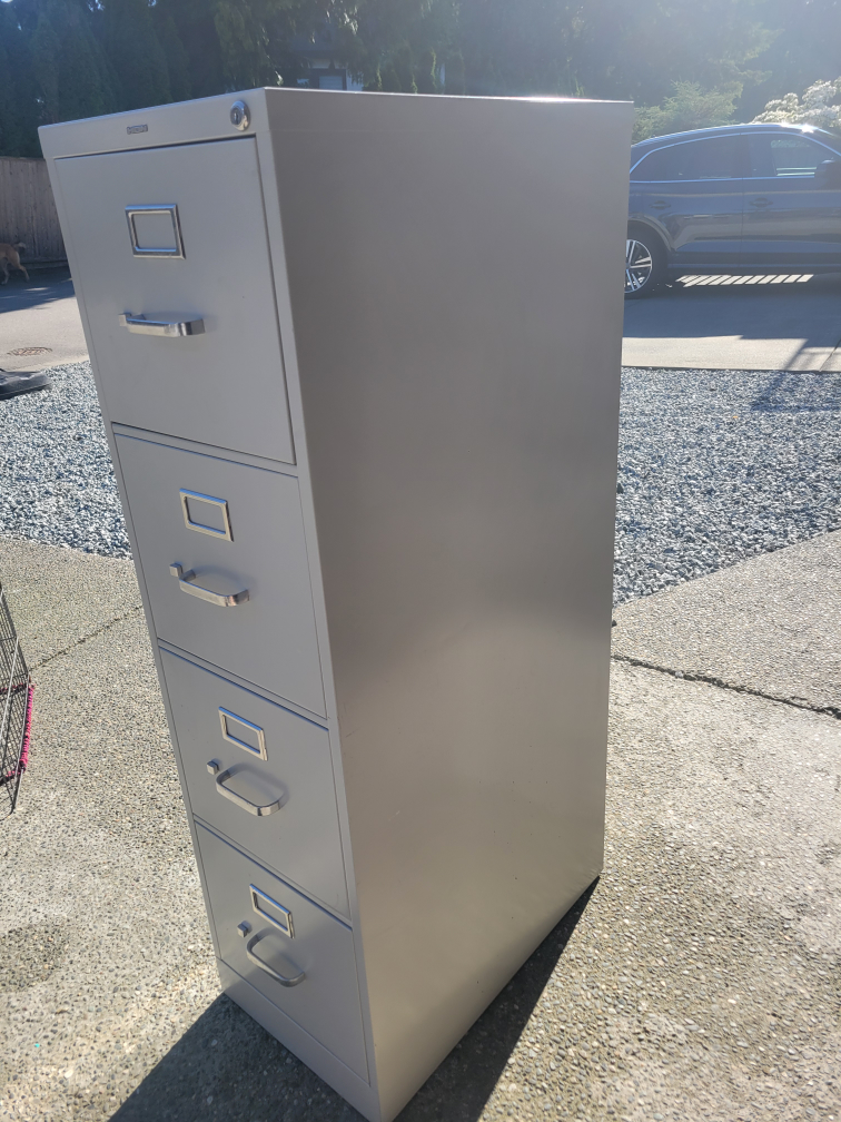 Used Grey 4-Drawer Filing Cabinet - photo 3