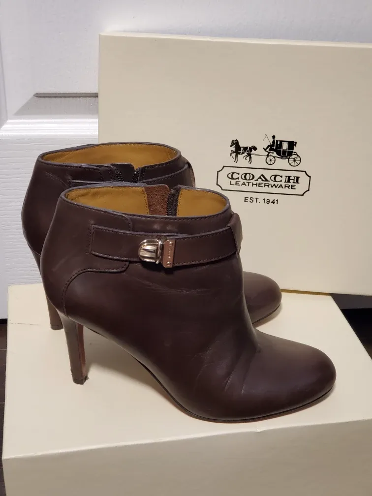 Coach Sondra Chestnut Brown Soft Leather Booties 7 thumbnail