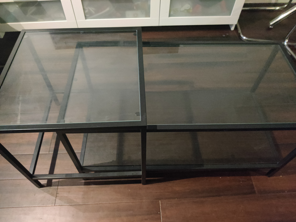 IKEA VITTSJÖ Nesting Tables - Black-Brown/Glass