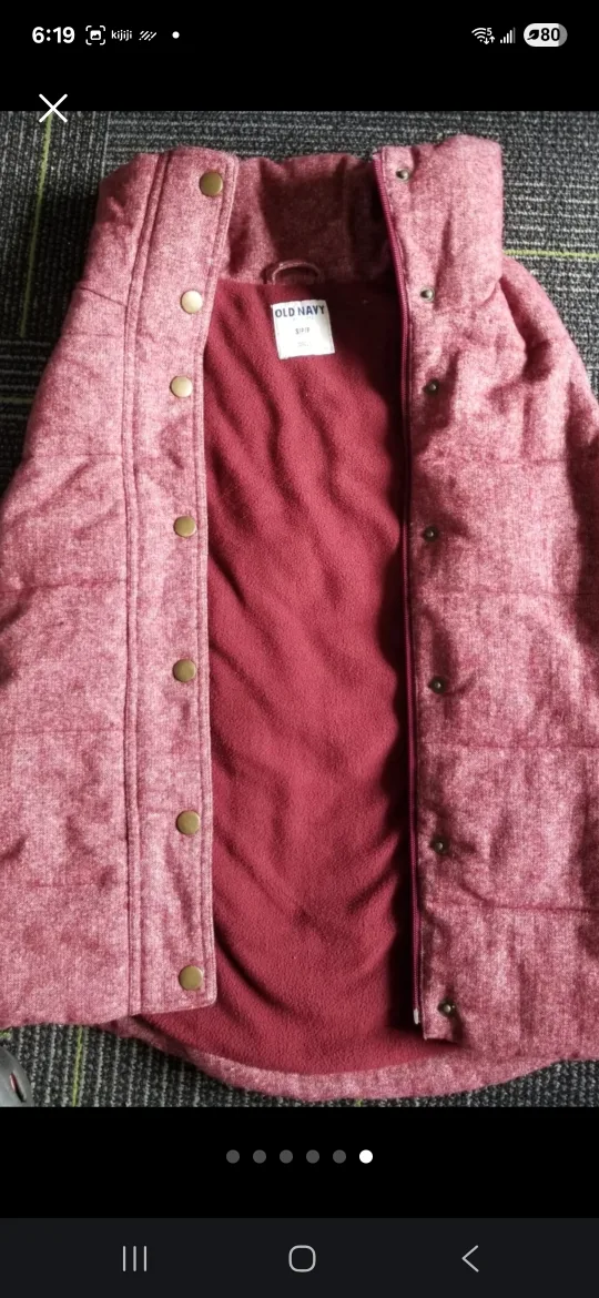 OLD NAVY Vest, Fleecy Linning, Pinck Thick Warm image indicator(5)
