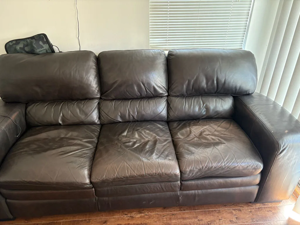 Black Leather Sofa - Gently Used thumbnail