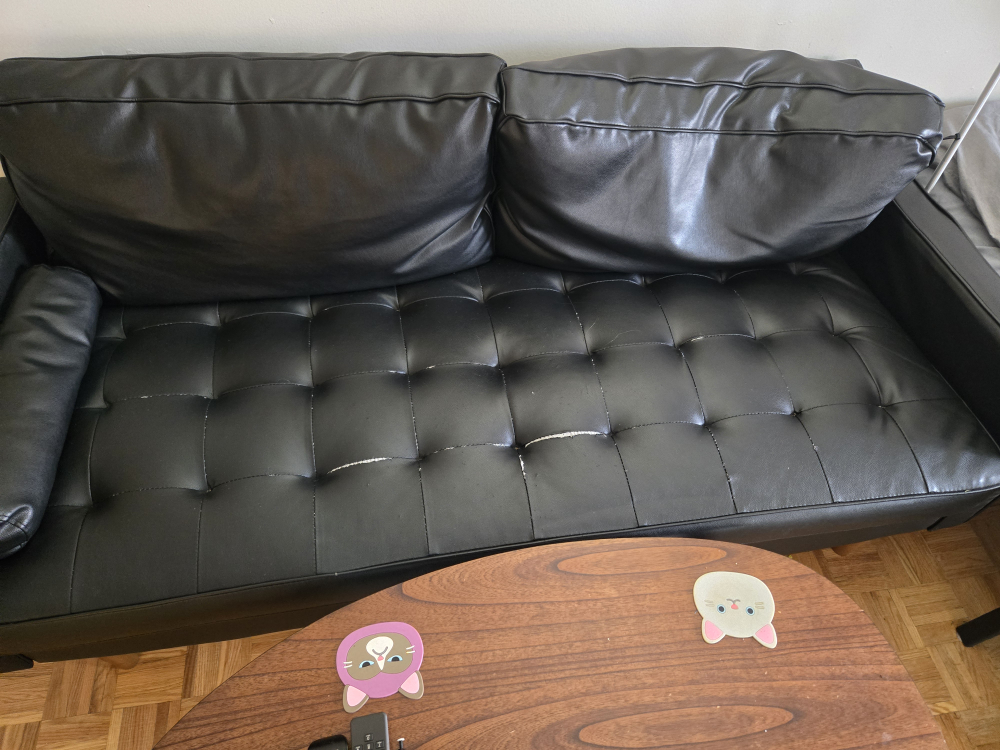 Black Leather Couch - photo 2
