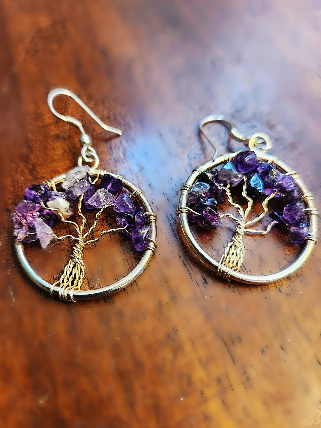 Ontario Amethyst Tree of Life Earrings handmade thumbnail