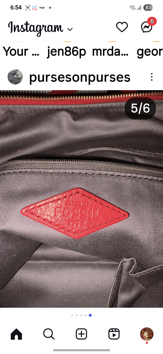 Fossil Red Leather Satchel - photo 3