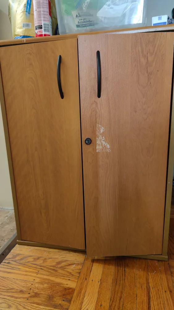 Wooden cabinet with shelves thumbnail