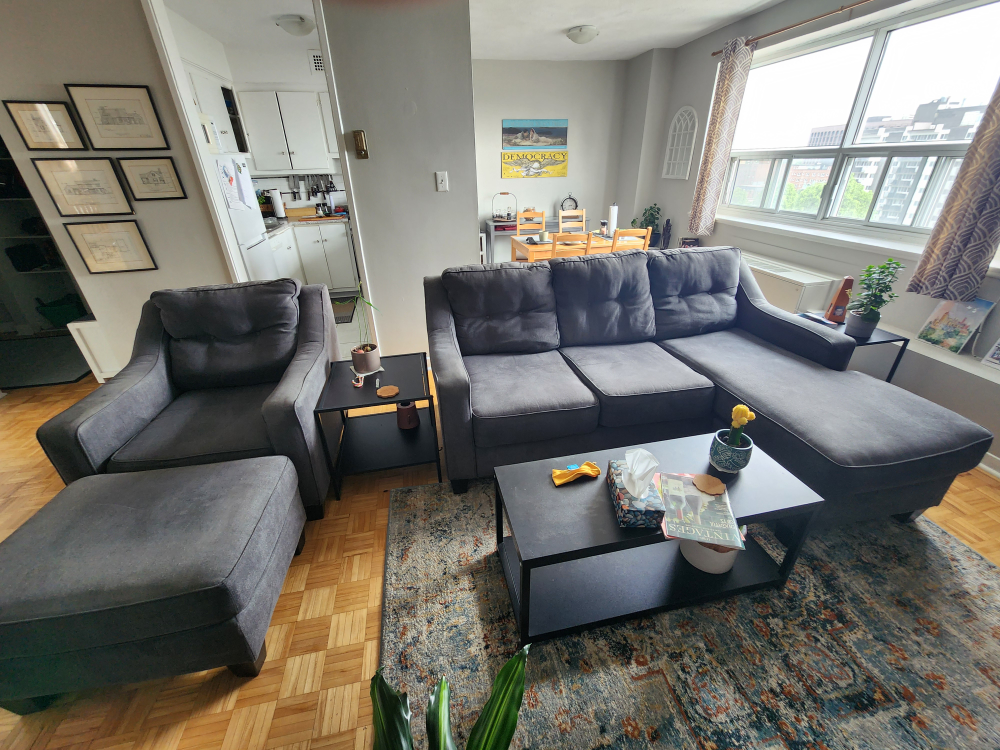 Grey sofa with chair and ottoman - photo 3