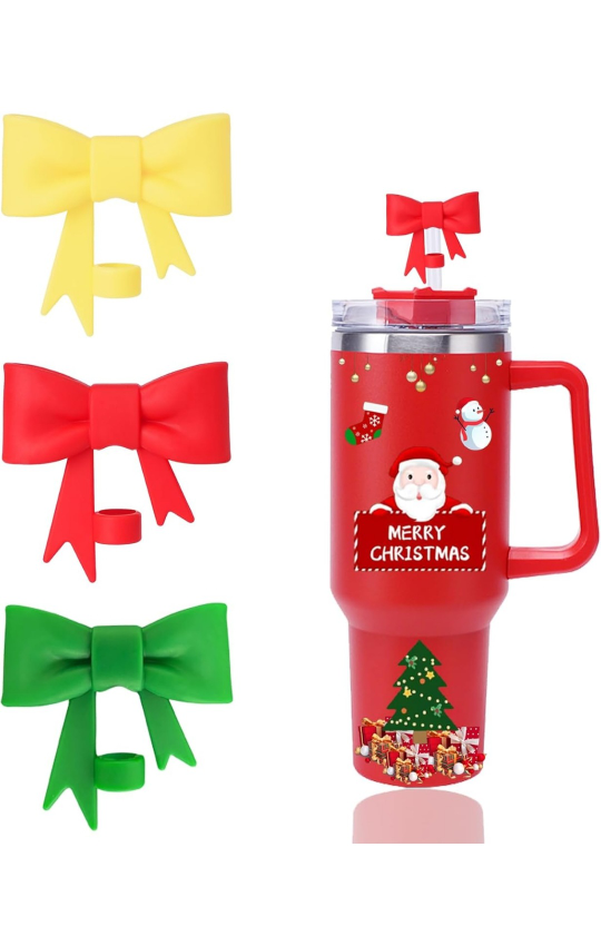 Christmas Tumbler Bows - Red, Yellow, Green