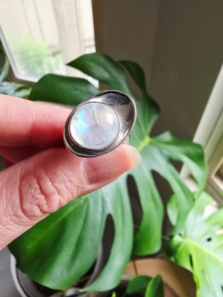 New Moonstone natural 925 sterling silver ring thumbnail