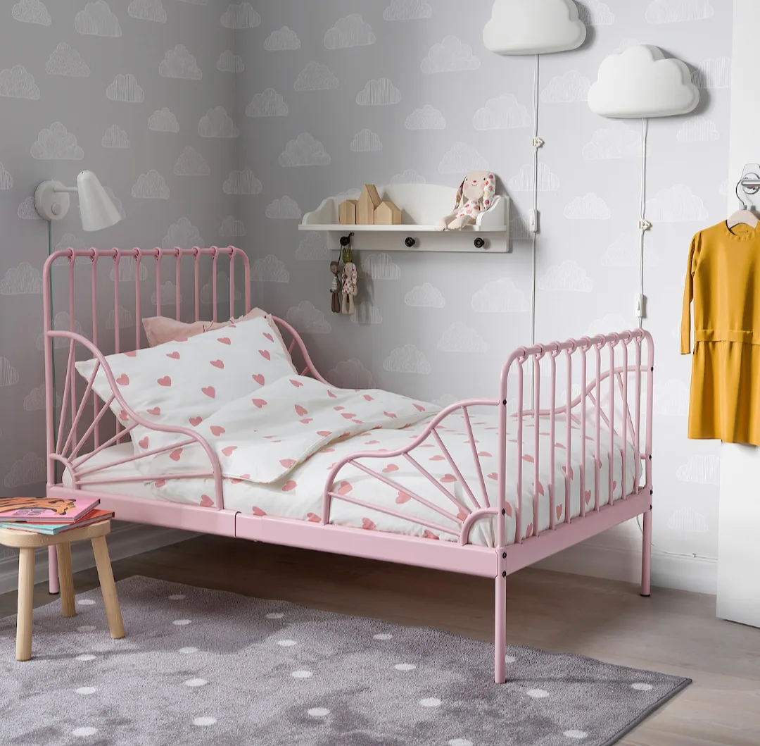 Extendable Pink Metal Toddler Bed Frame - Brand new image indicator(8)