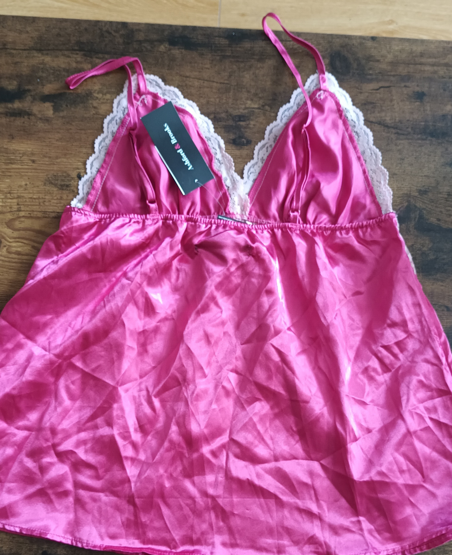 Pink Satin Camisole with Lace Trim - photo 2