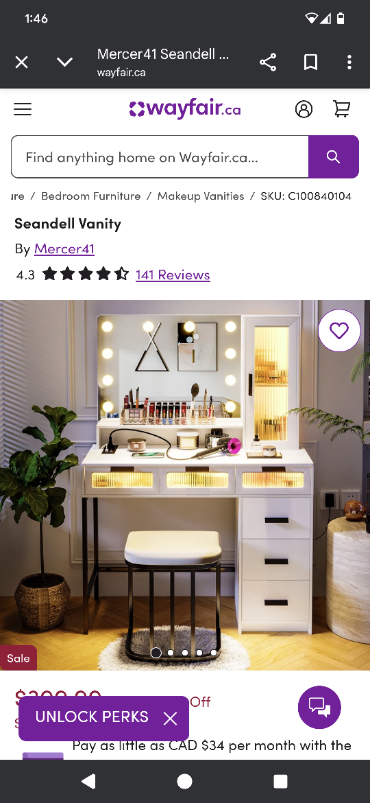 Girls Brand new Vanity