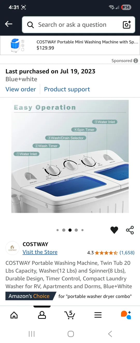 Portable Washing Machine and Spin Dryer combination image indicator(8)