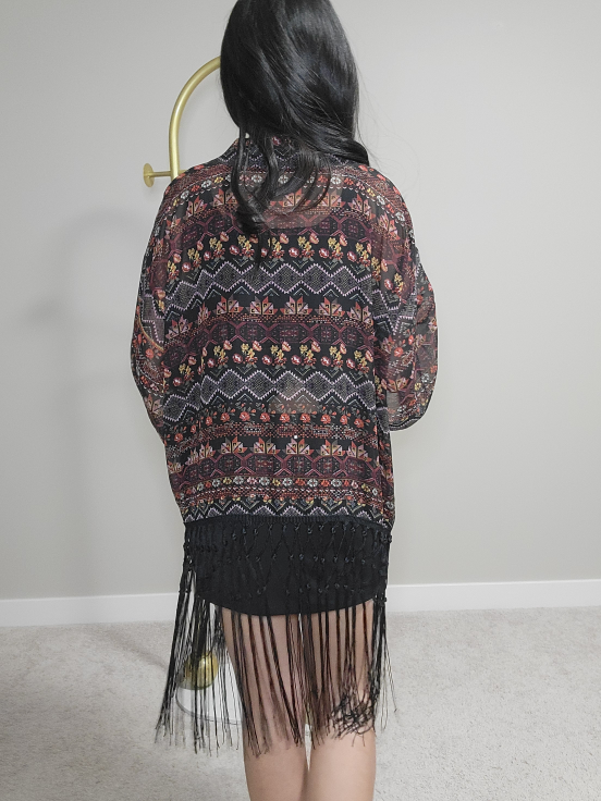 Fringed Floral Kimono cardigan - photo 4