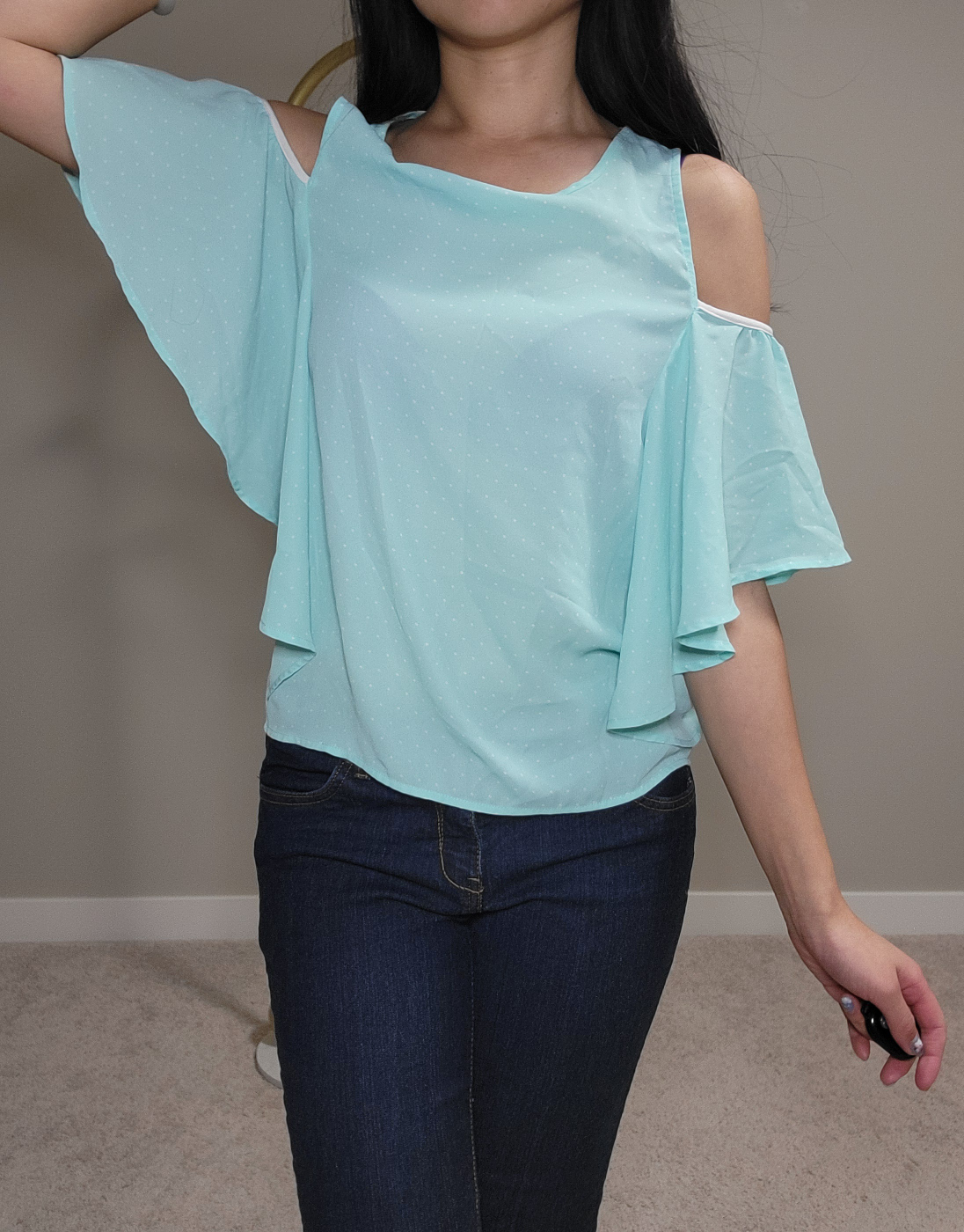 TWIK Light Blue Cold Shoulder Blouse - photo 2