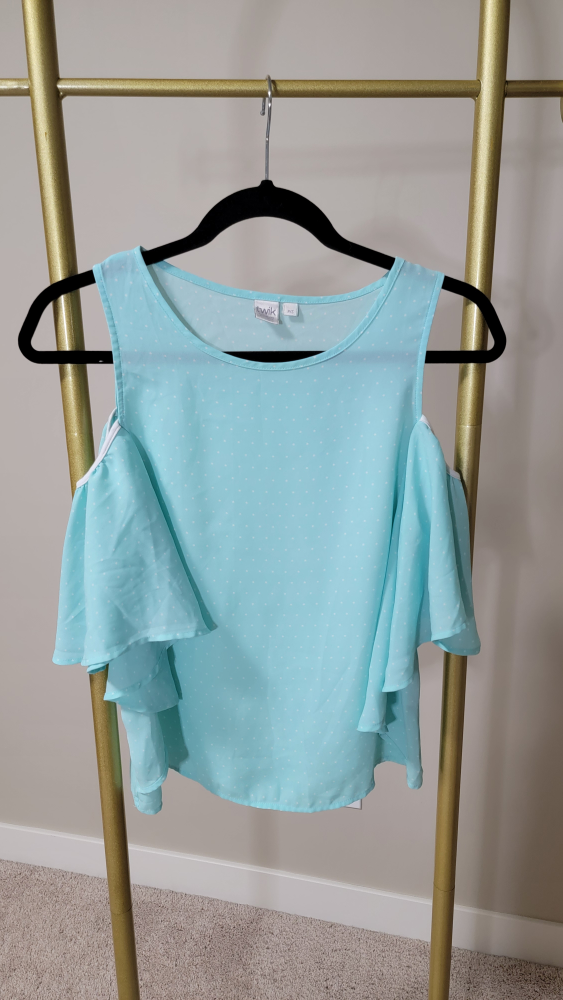 TWIK Light Blue Cold Shoulder Blouse - photo 3