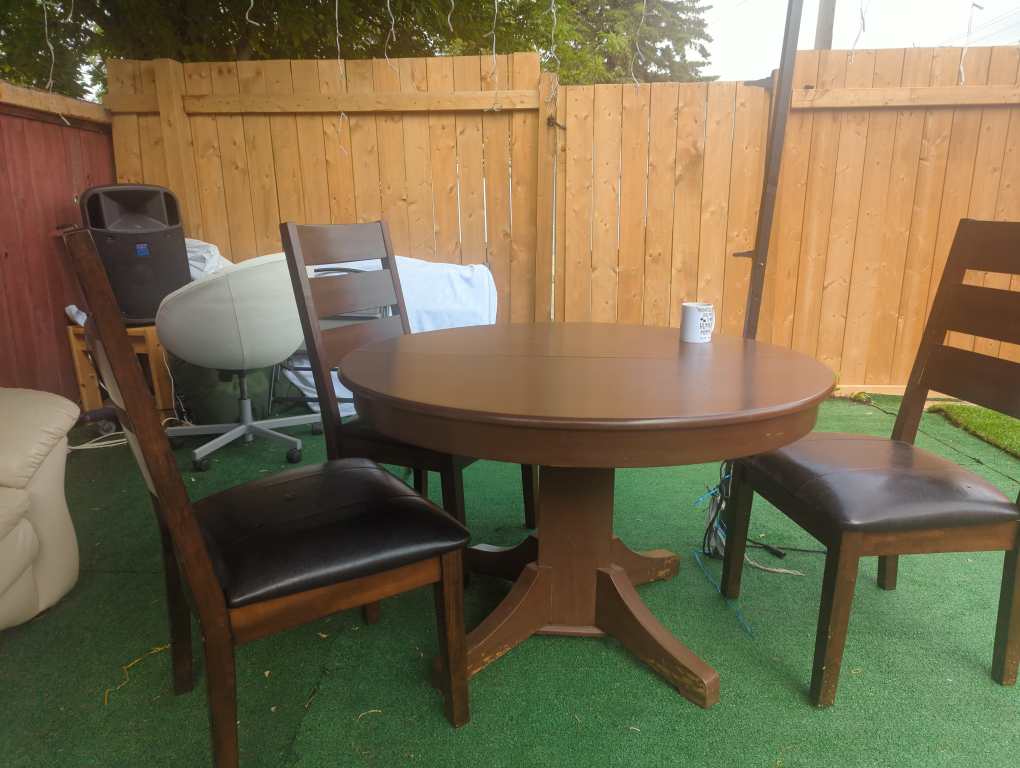 Round Wooden Dining Table with 3 Chairs