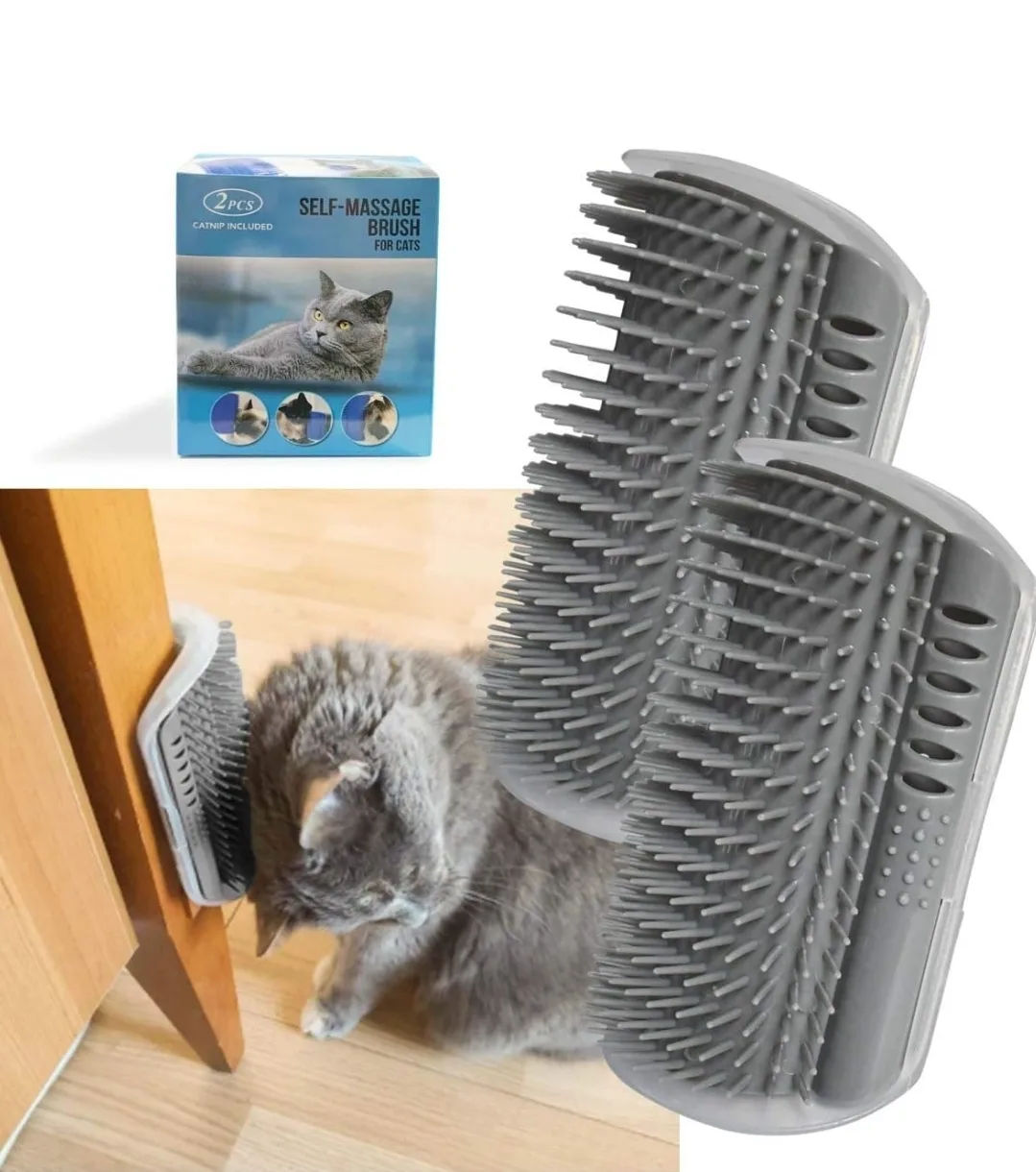 2-Pack Softer Cat Corner Self Groomer Brush w/ Catnip thumbnail