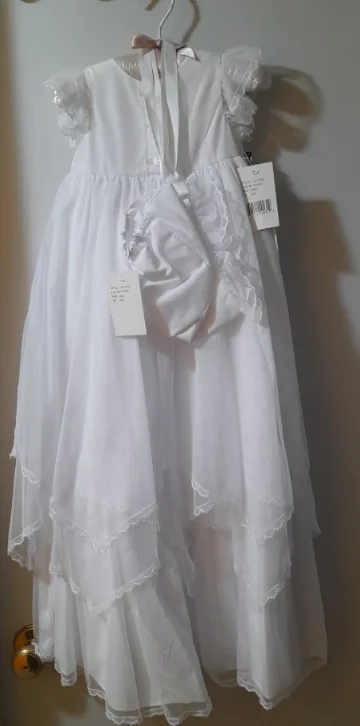 Pippa & Julie Christening White Baby Dress 2pc Set 3/6M thumbnail