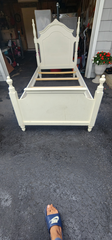 Cream-Colored Twin Bed Frame