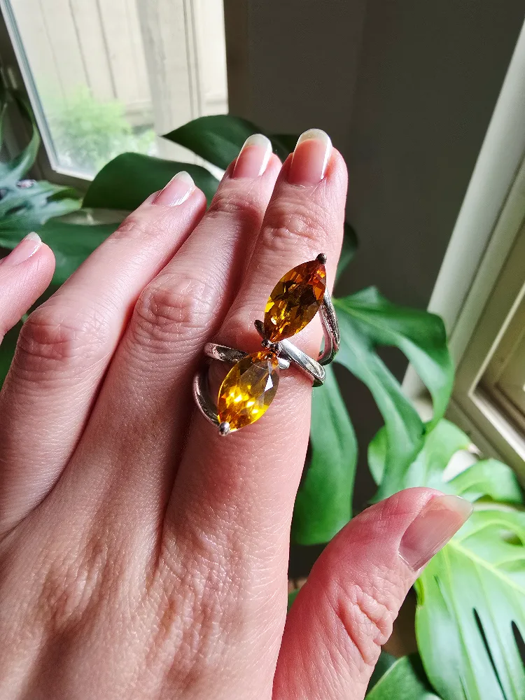 New Citrine natural 925 sterling silver ring image indicator(6)