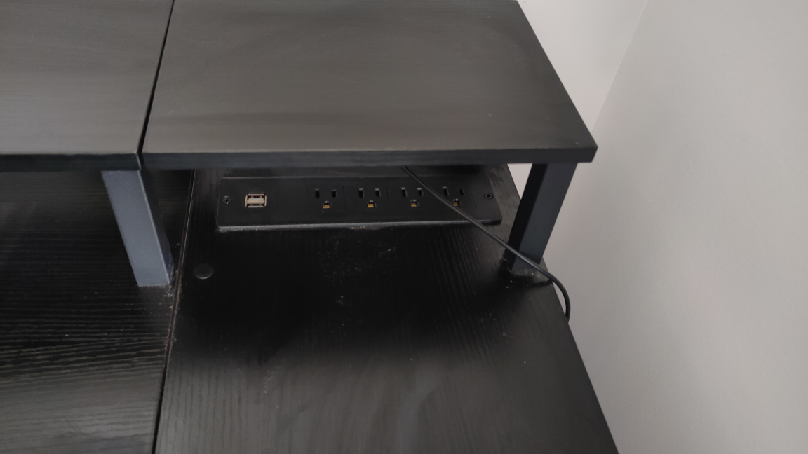 Black L-Shaped Gaming Desk with LED Lights - photo 2
