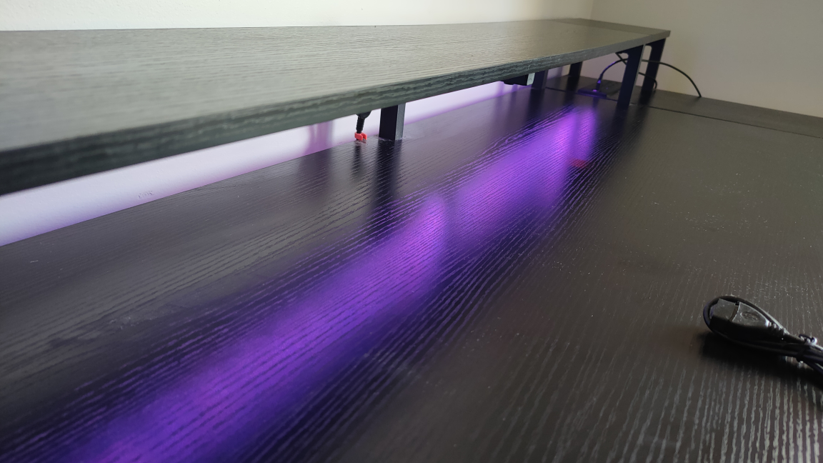 Black L-Shaped Gaming Desk with LED Lights - photo 5
