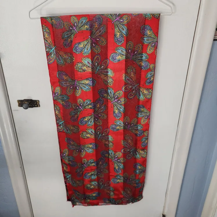 Red Shawl with Butterfly Print thumbnail