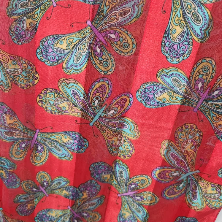 Red Shawl with Butterfly Print image indicator(2)