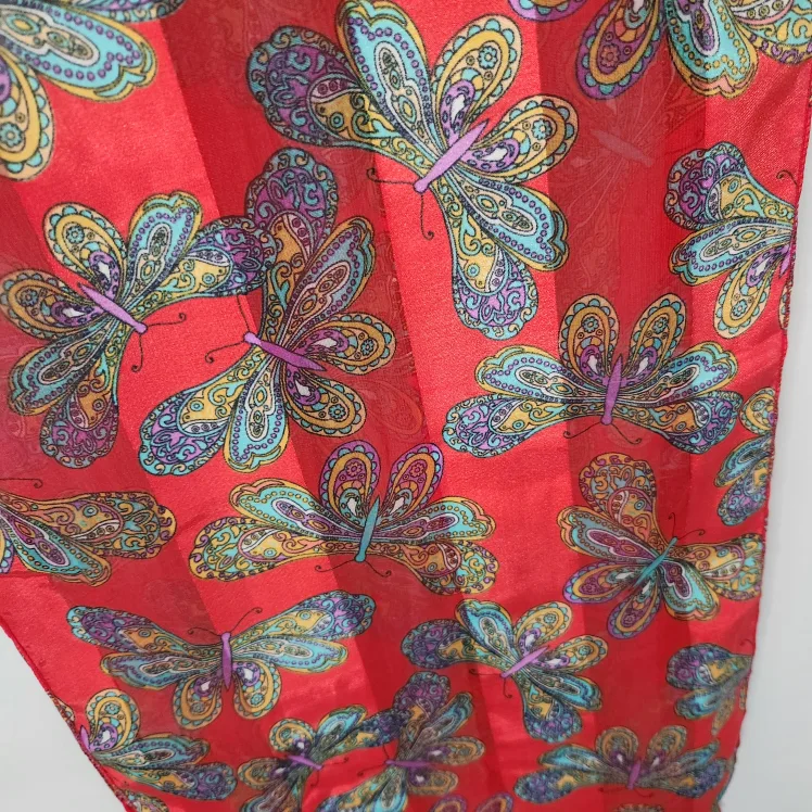 Red Shawl with Butterfly Print image indicator(3)