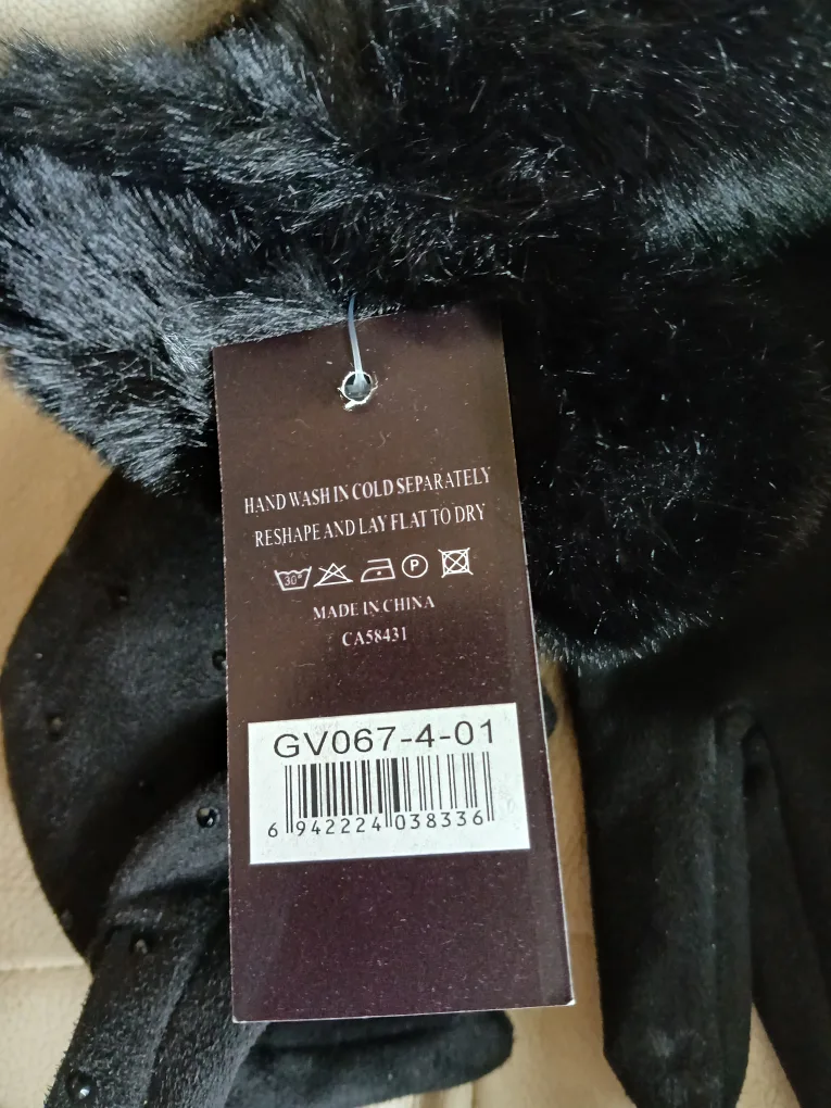 Black Faux Fur Gloves- New with tags image indicator(3)