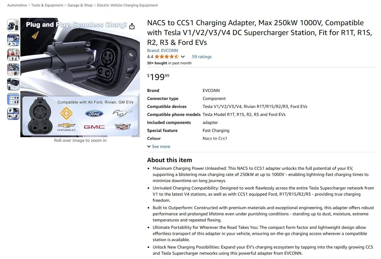 NACS to CCS1 Adapter with Carrying Case image indicator(6)