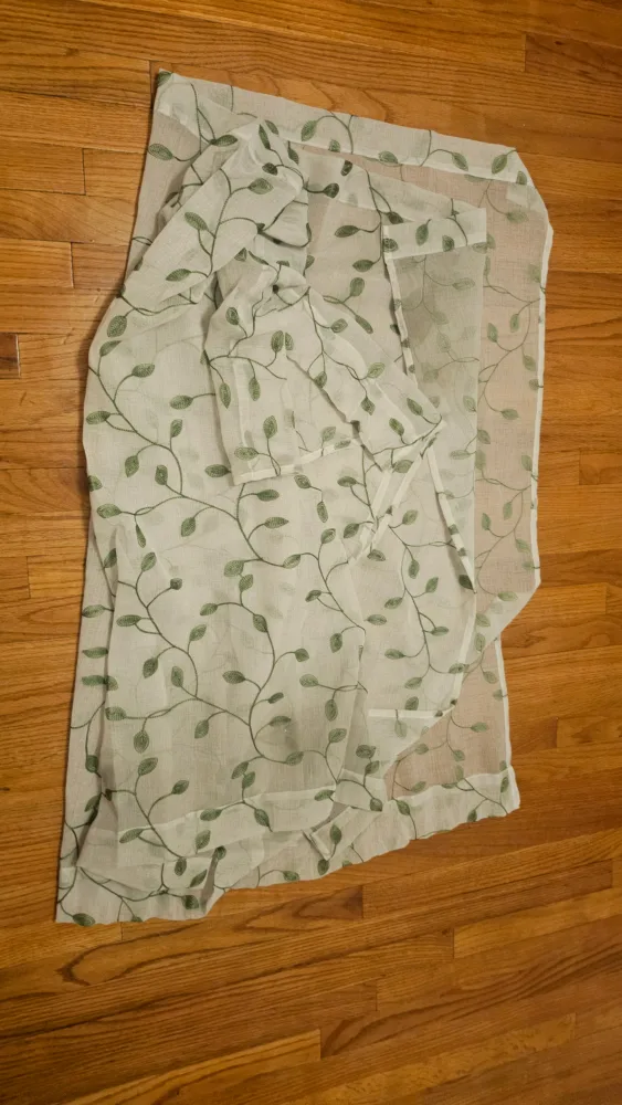 Sheer Green Leaf Pattern Curtain Panels thumbnail