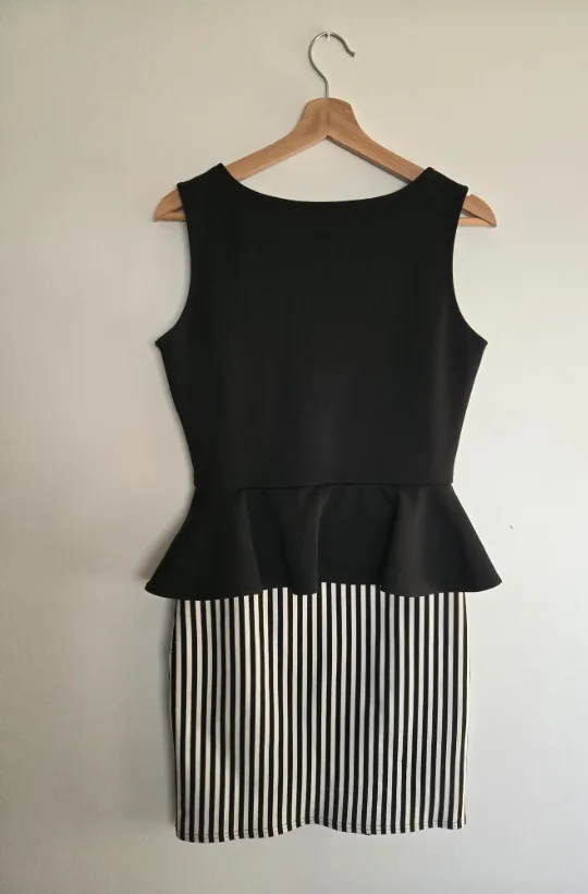 Select Black & White Striped Peplum Dress image indicator(2)